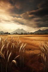 Wheat field in the sunset. Inspired by Idaho, USA. Travel, Poster.