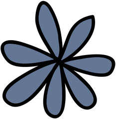 Funny flower, Hippie groovy doodle illustration.