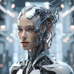 cyber woman, artificial intelligence concept, cyborg