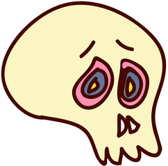 Obraz premium Psychedelic skull, Hippie groovy doodle illustration.