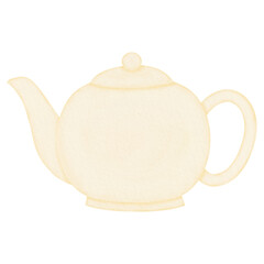 Cream Beige Teapot Watercolor Illustration
