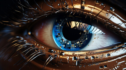  Futuristic Digital Biometric Security Screening of a Human Eye  