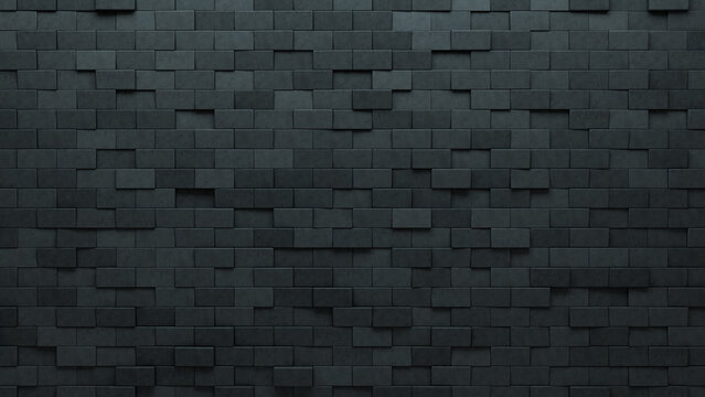 Rectangular, 3D Wall background with tiles. Concrete, tile Wallpaper with Polished, Semigloss blocks. 3D Render