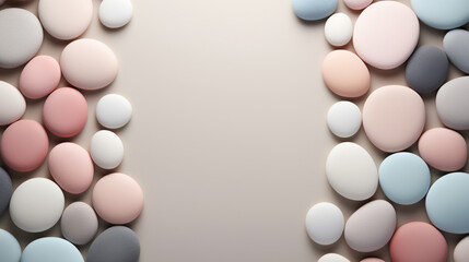 Abstract Patterns and Soft Tones in a Minimalist Soothing Light Color with Round Stones texture background. Generative AI