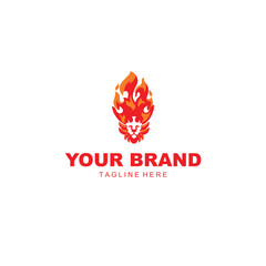 red fire shaped lion logo