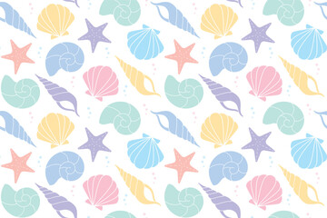 貝殻シルエットのシームレスパターン1