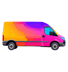 Colorful delivery van, ready to hit the road and transport goods efficiently and securely.