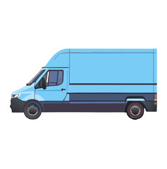 Blue delivery van, ready to hit the road and transport goods efficiently and securely.