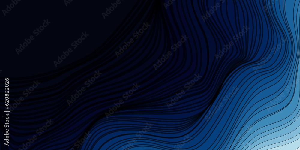 Aufkleber Abstract background fluid wave curve lines with gradient teal blue and black on white background.