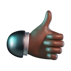 Thumbs Up Dark Skin 3D Icon