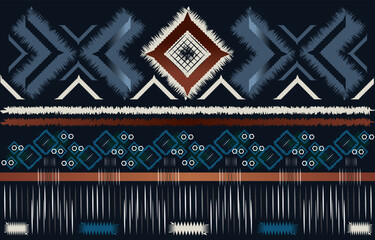ikat ethnic pattern silk vector for sarong with blue wallpaper background  texture Design for Ethnic, carpet,wallpaper,wrapping,Batik,background,fabric,clothing, Vector AI