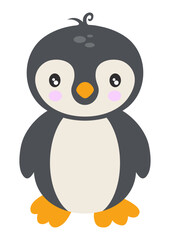 Cute penguin standing isolated on white
