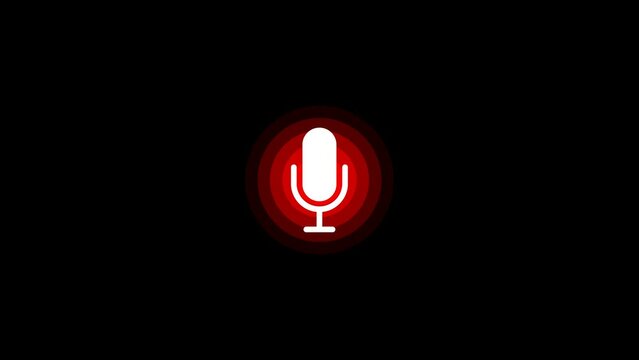 Tap to speech voice recognition speaker icon with red sound wave alpha channel transparent background
