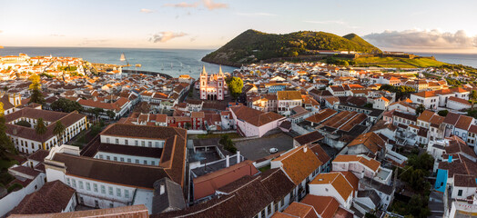 Aerial view of Angra do Heroismo in Terceira island