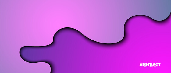 Abstractv wave shape papercut gradient purple color background banner