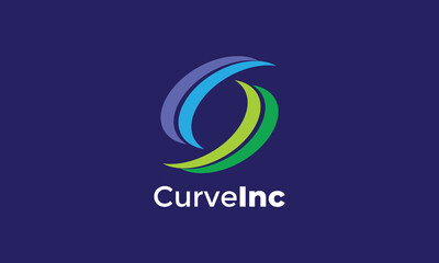 Logo vector curve line minimalist design recycling concept symbol energy industry ecology company