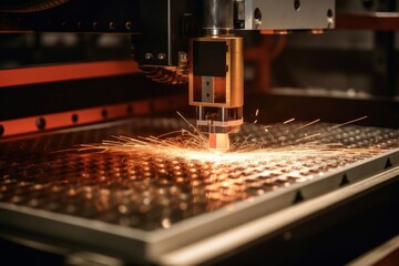 Laser metal cut closeup. Generate Ai