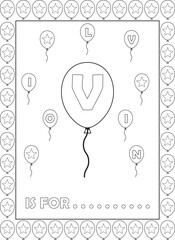 Vector Coloring Alphabet In Balloons For Kids