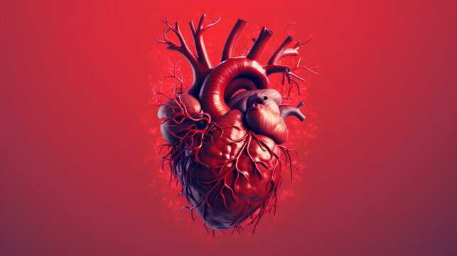 An artistic illustration of heart anatomy. Generative AI