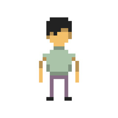 Obraz premium this is flat character icon in pixel art with simple color with white background this item good for presentations,stickers, icons, t shirt design,game asset,logo and your project.