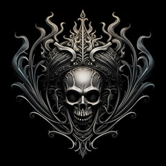 Skull black and white shield Illustration
