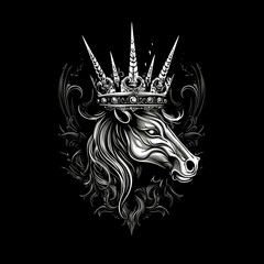Horse crown tribal tattoo Illustration