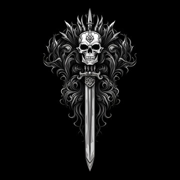 skull with sword Illustration