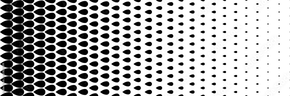 Aufkleber horizontal black halftone of dewdrop shape design for pattern and background.