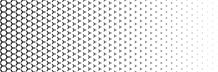 horizontal black halftone of rectangle design as three ways for pattern and background.