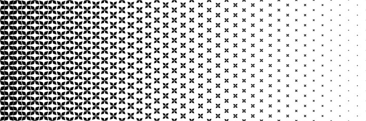 horizontal black halftone of diamond shape quadrangle design for pattern and background.