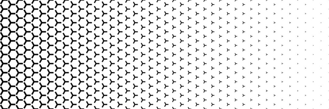 horizontal black halftone of rectangle design as three ways for pattern and background.