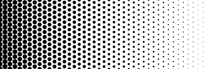 horizontal black halftone of octagon design for pattern and background. - obrazy, fototapety, plakaty