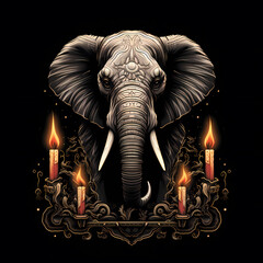 elephant and candles Illustration