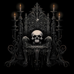 empty throne and candles fire Illustration