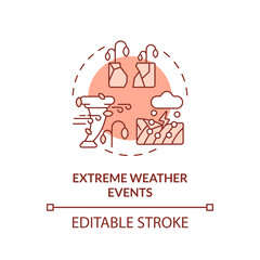 Editable extreme weather events icon representing heatflation concept, isolated vector, linear illustration of global warming impact.