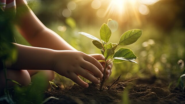 Two young hands and a little plant highlights the significance of Earth Day