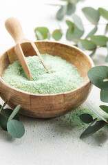 Massage and spa products salt with eucalyptus