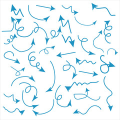 Doodle arrow set, collection of hand drawn elements