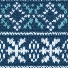 Seamless Knitted fabric texture in Scandinavian style. Great for web design, fabric production. Knitted pattern style in blue and white. Winter background. Generative AI