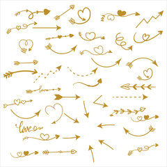 Doodle arrow set, collection of hand drawn elements