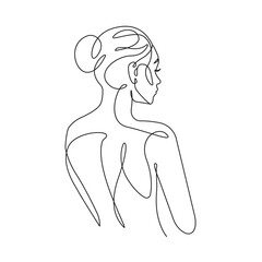 Woman Naked Back Continuous Line Drawing. Female Body Modern Line Art Drawing for Wall Decor, Prints, Posters. Woman Line Art Illustration. Abstract Female Bedroom Decor Print. Vector EPS 10