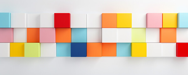 Abstract modern art concept, room wall designed with offset square shapes, AI generated imaage