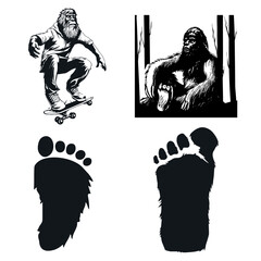 Sasquatch bigfoot logo silhouette vector design - obrazy, fototapety, plakaty