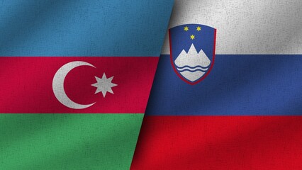 Slovenia and Austria Realistic Two Flags Together, 3D Illustration