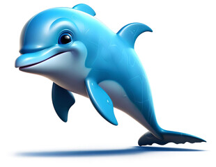 Naklejka premium Cute Animation Cartoon Character Animal dolphin Design Elements Isolated on Transparent Background, Generative AI