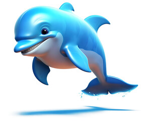 Cute Animation Cartoon Character Animal dolphin Design Elements Isolated on Transparent Background, Generative AI