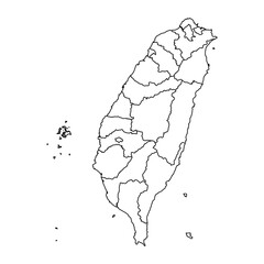 Map of Taiwan with administrative divisions. Vector illustration.