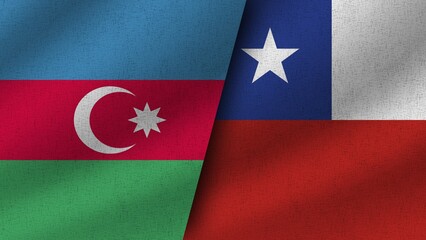 Chile and Austria Realistic Two Flags Together, 3D Illustration