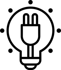 Lightbulb line icon, Lightbulb icon simple cartoon style.
