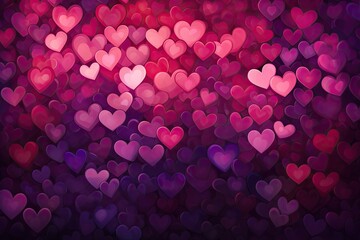 valentines wallpaper with many pink hearts. Colorful Heart wallpapers. - obrazy, fototapety, plakaty